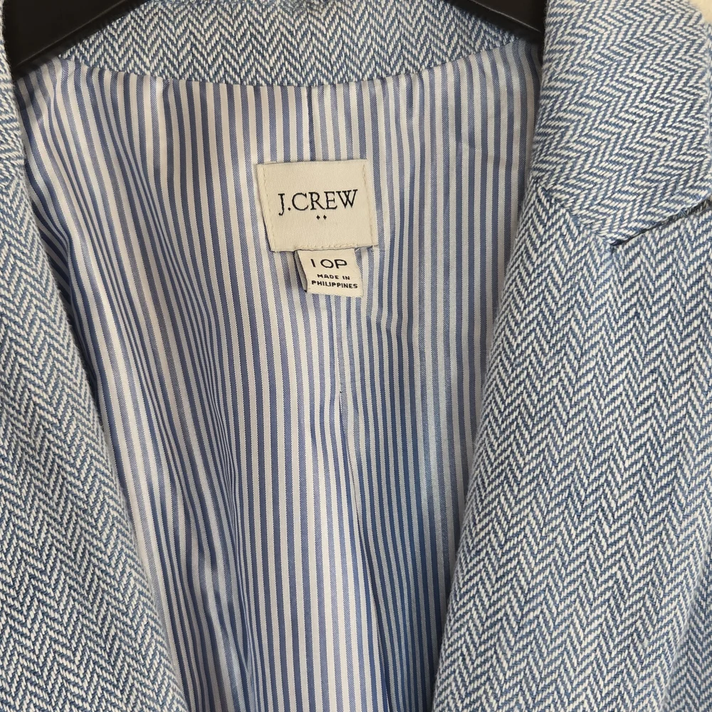 J.Crew Factory Herringbone Blazer Women’s Light Blue Tweed Preppy Classic 10P - Picture 5 of 12